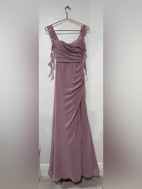 Barbie x Azazie A2 Dusty Rose Chiffon Maxi Bridesmaid Formal Gown Dress